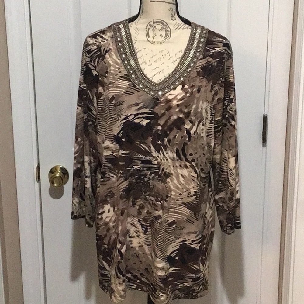 Top with beaded bling at neck